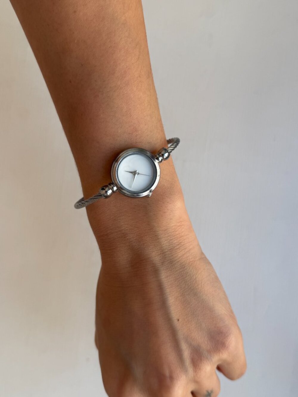 Silver Cable Bangle Watch Y2K Minimal Cuff